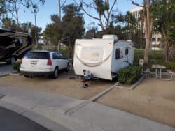 Photo of our Long Beach campsite while being near family. Yes, the "Comedy" plates on my SUV are the real deal, not photoshopped.