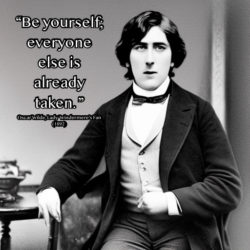AI Generated Oscar Wilde image with his quote about being yourself
