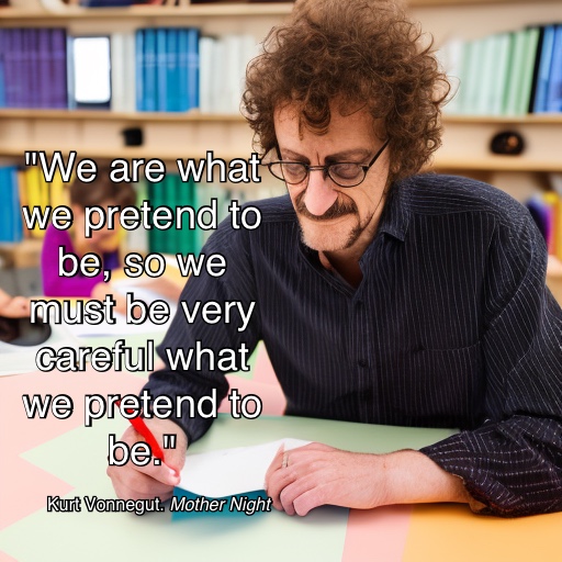 Kurt Vonnegut - AI image - pretending quote
